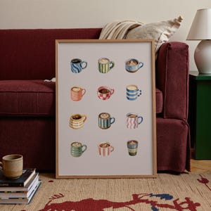 coffee mugs print for kitchen