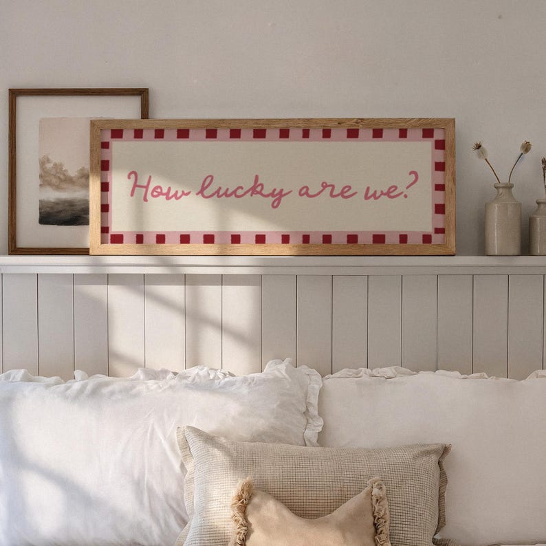 How Lucky Are We? Wall Art Wide Print Red Pink
