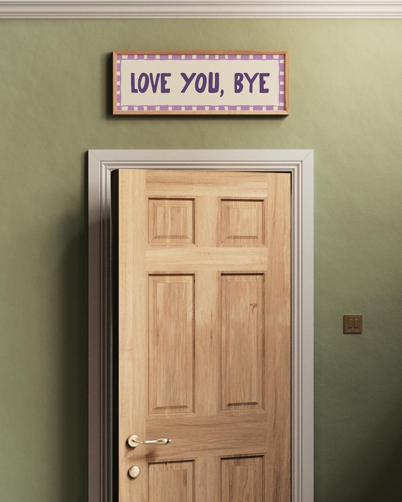 Love You Bye Hallway Print, Above Door Print, Horizontal Panoramic Print Wide UNFRAMED Purple