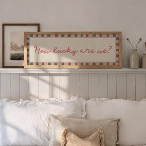 How Lucky Are We? Wall Art Wide Print Green Pink