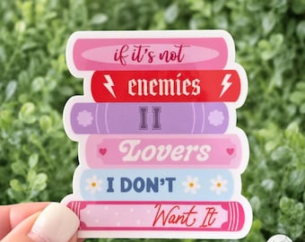 Ennemis aux amants autocollant de pile de livre | Sticker lecteur romance