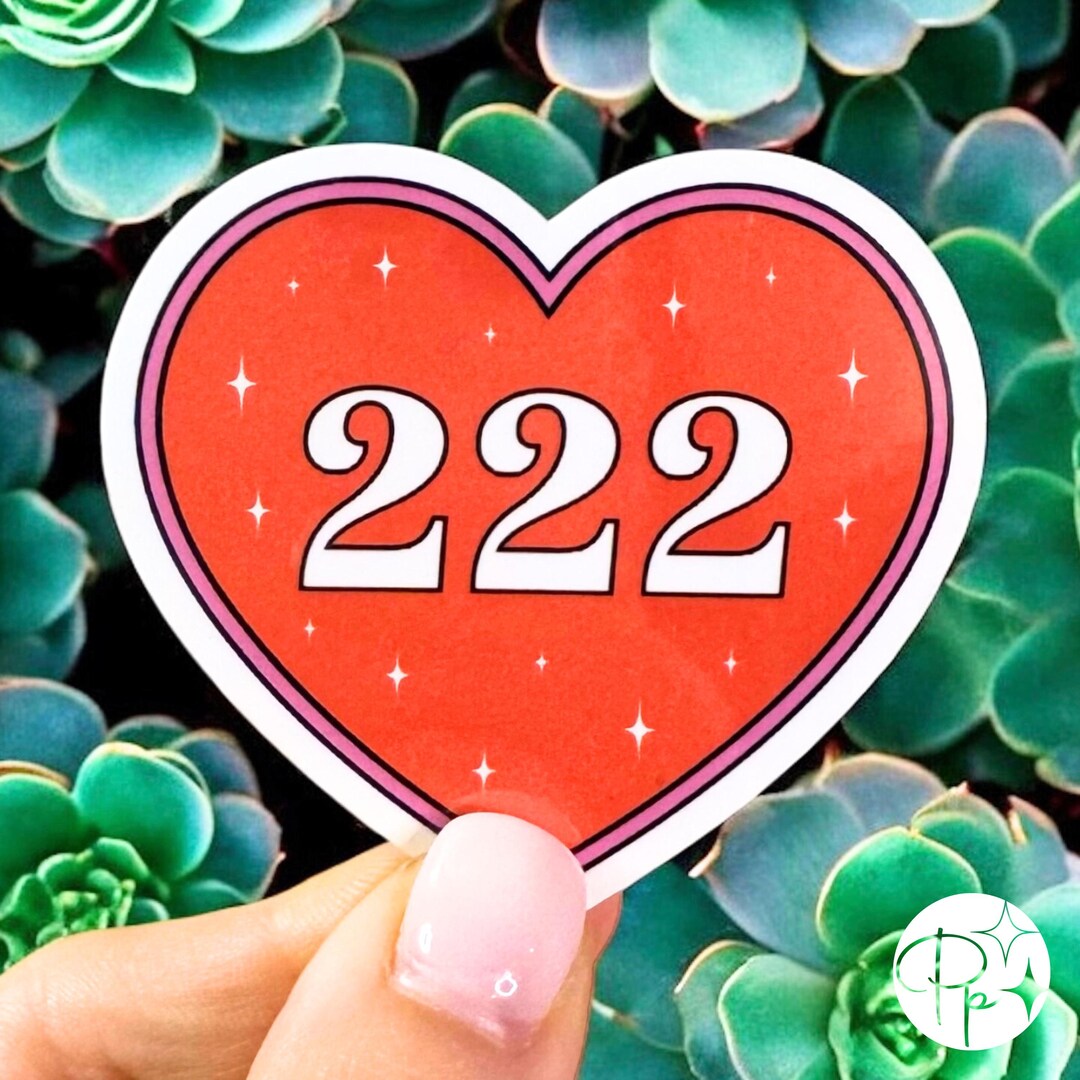 222 Angel Number Red Heart Sticker, Spiritual Vinyl Decal - Etsy
