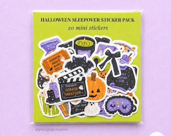 Pack d'autocollants pour soirée pyjama d'Halloween : 20 mini autocollants sur le thème des fantômes et des films d'horreur