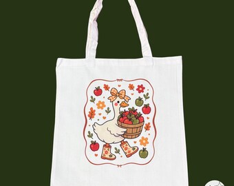 Sac fourre-tout motif oie d'automne, sac en toile pour la cueillette des pommes, cadeau d'automne pour elle