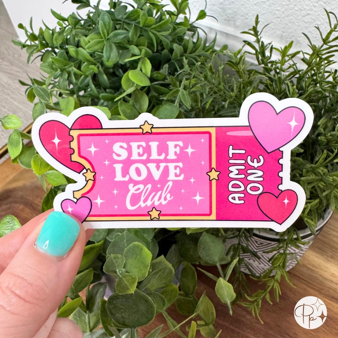 Self Love Sticker - Pink Kawaii Heart Self Care Planner Laptop Water ...