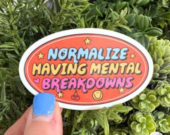 Normalisez les dépressions mentales Sticker | Sticker santé mentale rétro