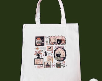 Sac fourre-tout en toile pour amoureux des livres, sac de lecture fantôme d'Halloween