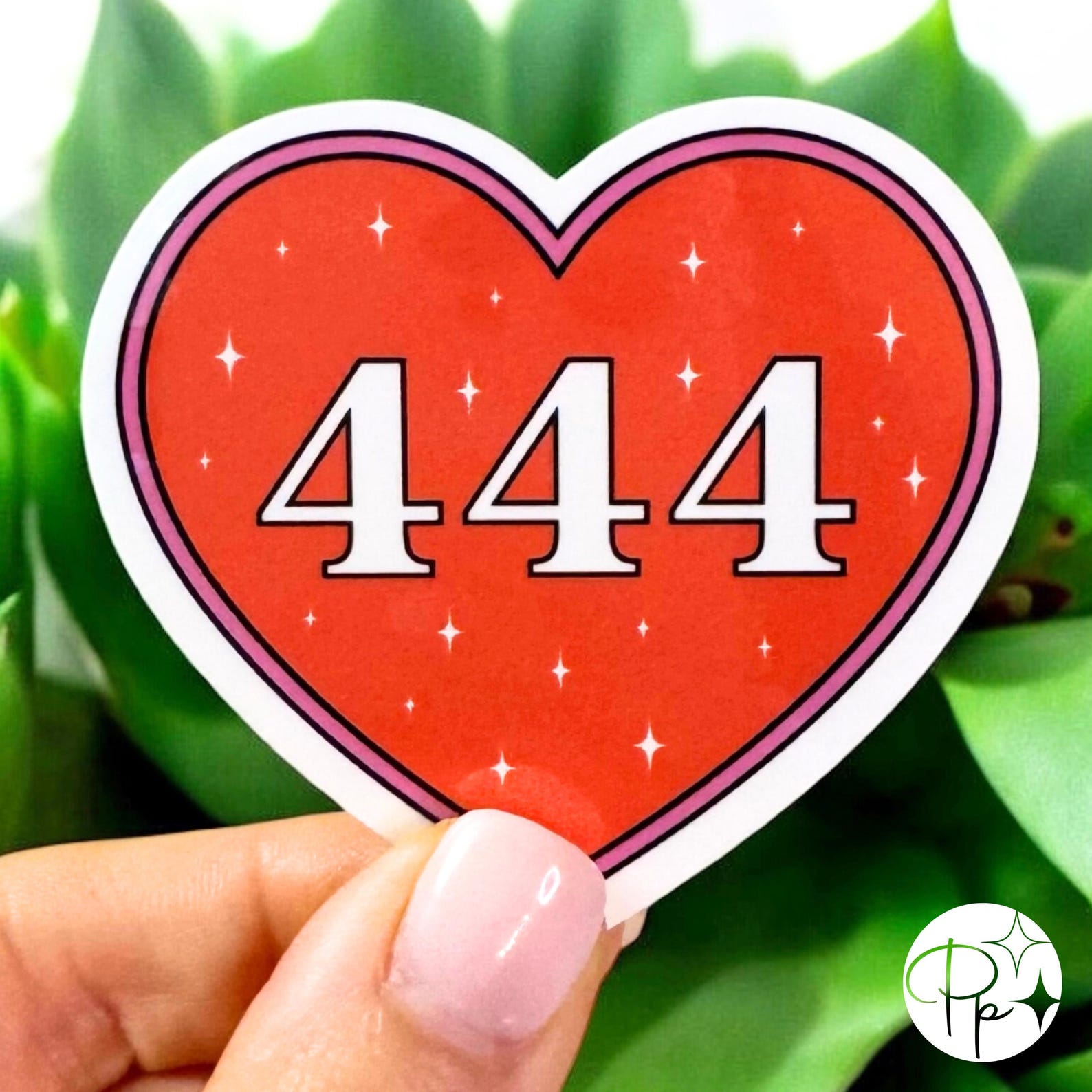 Angel Number Sticker - 444 Red Heart Spiritual Decal, Manifestation ...