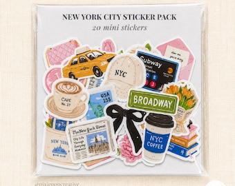 Pack d'autocollants New York City : 20 mini autocollants de voyage et de monuments de New York
