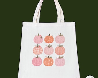 Sac cabas rose citrouille, sac en toile d'automne, cadeau d'automne girly pour elle