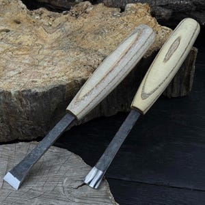 Hand-Forged Detail Carving Tool Set – 52100 Steel Blade, Geometric Ash Wood Handle – Chisels for Fine, Geometric and Sculptural Wood Carving