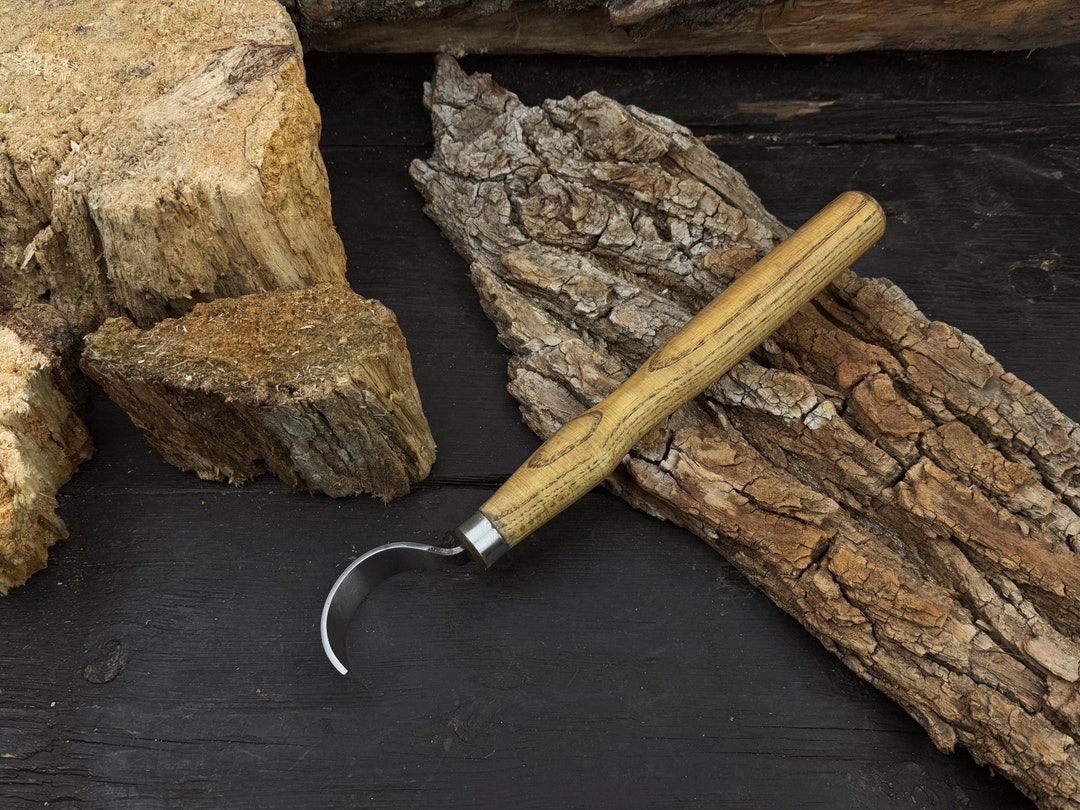 Hand Forged Hook Knife. Spoon Carving Tool. Ergonomic Handle. Hardened ...