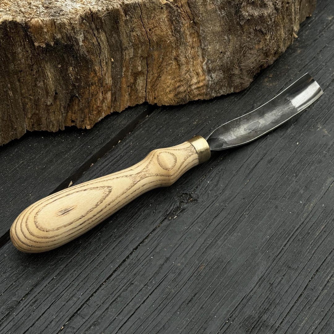 Hand-forged Bent Gouge. Wood Carving Gouge. Spoon Carving Tool. Ash ...