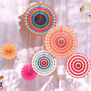 Set di fiori di carta a ventaglio / Ornamenti sospesi per fondali di feste / Accessori divertenti per feste / Design per eventi e raduni
