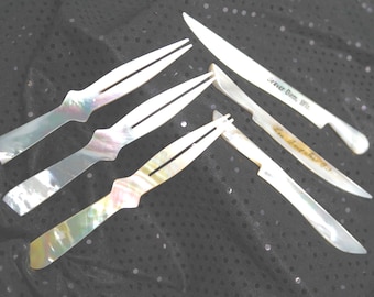 Shimmery Mother of Pearl Hors D'oeuvres Serving Picks and Tiny Knives/Tools