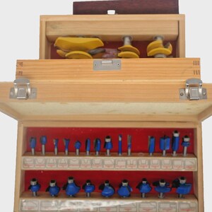 Lot of Two: Stalwart Router Bit Set & Yonico Tongue/Groove Bits in Wood Cases