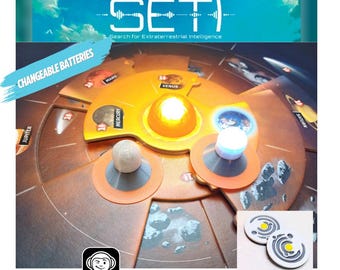 SETI LED Sun Sonnen Upgrade Weiß oder Farbwechsel mit austauschbaren Batterien, 2x Diffusor + Rotations-Token gratis! Seti Brettspiel