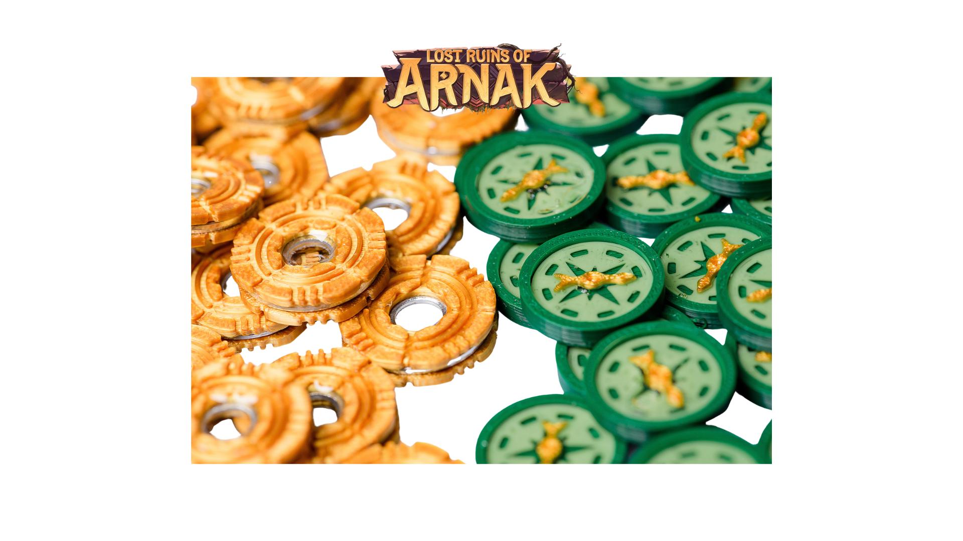 BGExpansions – Pack Amélioration Pour Lost Ruins Of Arnak – 55 Pièces : Or, Boussoles, Indicateur Premier Joueur