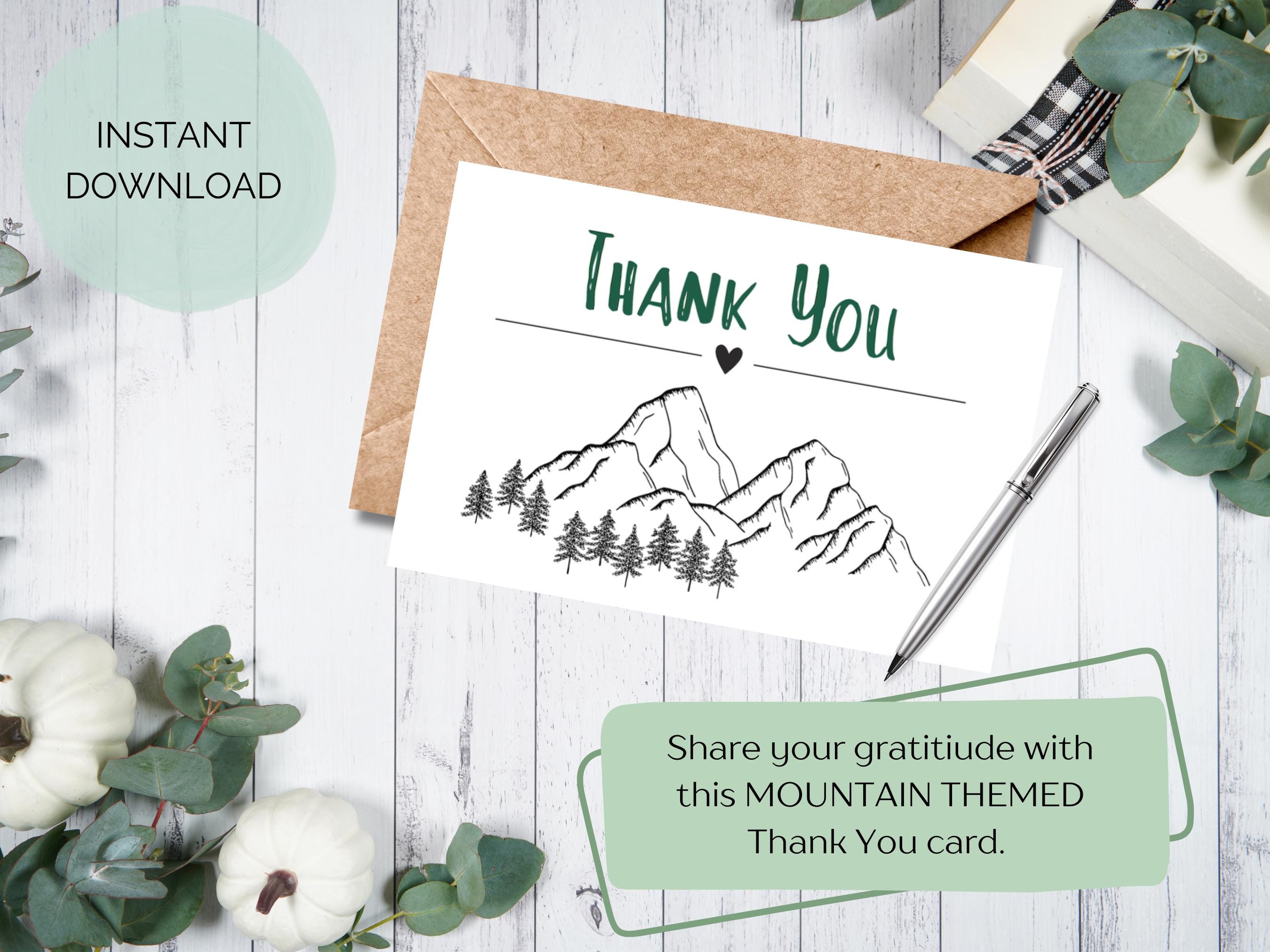 Mountain Theme Thank You Card, Wedding Thank You Card, Bridal Shower ...
