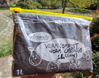 Fertilizzante naturale di vermicompost // Vermicompost, escrementi di vermi, humus, compost, letame // Ammendante organico e sostenibile per il tuo giardino