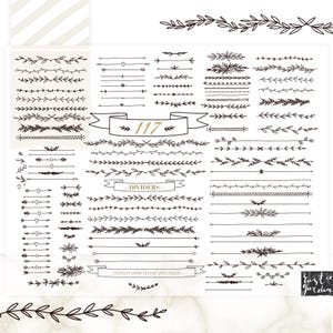 Lot de 117 séparateurs de vigne, éléments décoratifs, séparateurs de texte victoriens, bordures, cadres clipart noirs pour faire-part de mariage, marque-places