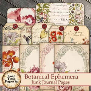 Botanical Ephemera Junk Journal Pages, Printable Ephemera, Digital Ephemera, Floral Pages, Garden, Junk Journal, Tags, Vintage Inspired