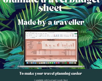 Travel Budget Made by a fellow traveller / Digital budget / Excel / Spreadsheet / Travel planner / Digital template / Vacation planner