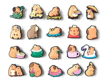 Simpatico ciondolo a forma di capibara in peluche, accessorio Kawaii per scarpe/zoccoli, idea regalo.