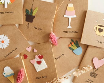 3D Minimalist Birthday Just Because Congratulations Mini Greeting Cards
