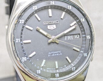 Reloj vintage Seiko 5 automático Day Date con movimiento n.° 6309A, fabricado en Japón, para hombre, envío gratuito.