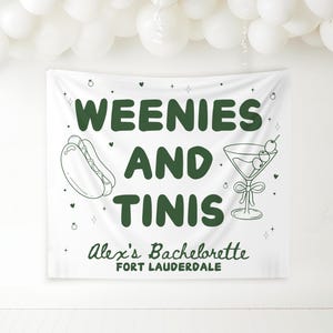 Weenies And Martinis Bachelorette Party Banner, Espresso Martini, Dirty Martini Bachelorette Sign, Bride Photo Backdrop Doxie Mom Weiner Dog