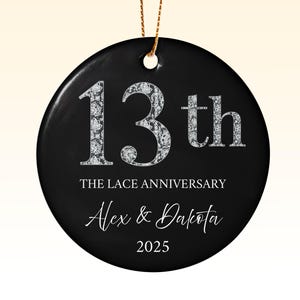 13th Anniversary Ornament, Lace Anniversary Gifts, 13 Years Married, Milestone Couple, Wedding Anniversary, Keepsake Ornament For Parents