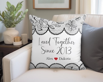 13th Anniversary Pillow, Lace Anniversary Gift for Wife or Husband, Personalized Wedding Keepsake, 13 Year Marriage Gift Idea for Her Him