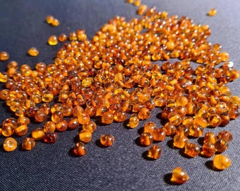 Lot De 2 Perles En Ambre Naturel Baltique - Boules 5mm Jaune Miel - Pour Bijoux DIY