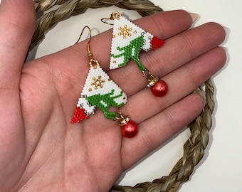 "Ziegelstein Stitch ""Grinch Hand"" Ohrringe."