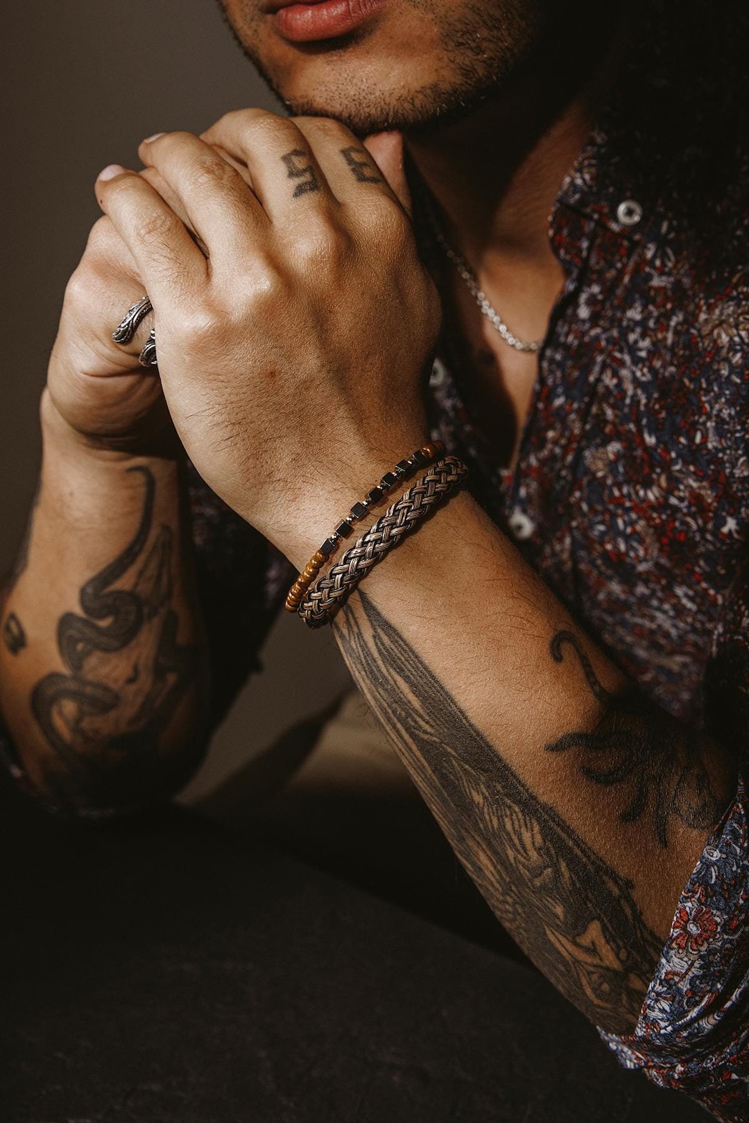 Handmade Braided Rope Bracelet – Dual Layer, Hematite Beads, Magnetic Clasp - Etsy Türkiye