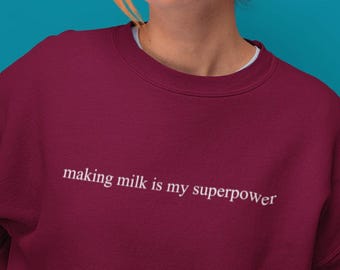 Breastfeeding Mama Embroidered Sweatshirt Nursing Statement Milk Maker Clothing Maternity Casual Pullover Crewneck Postpartum Cozy Feeding