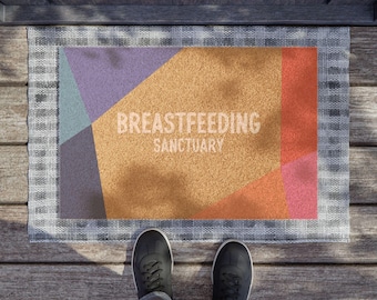 Breastfeeding Mom Doormat Cute Welcome Mat Front Door Mat for Breastfeeding Mama Outdoor Porch Mat Colorful Family Name Door Mat Gift