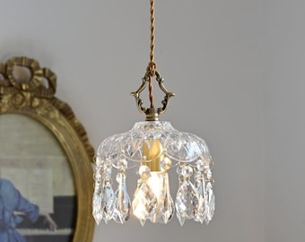 Vintage Crystal Pendant Light: Brass Finish Chandelier