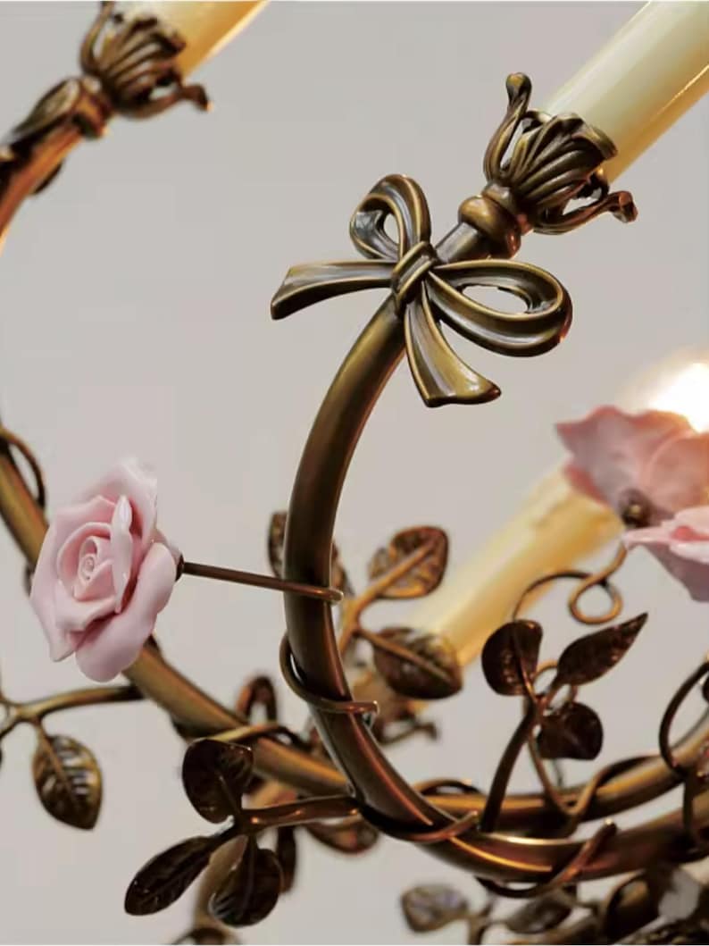 Pink Rose Chandelier:vintage Inspired French Floral Ceiling Light ...