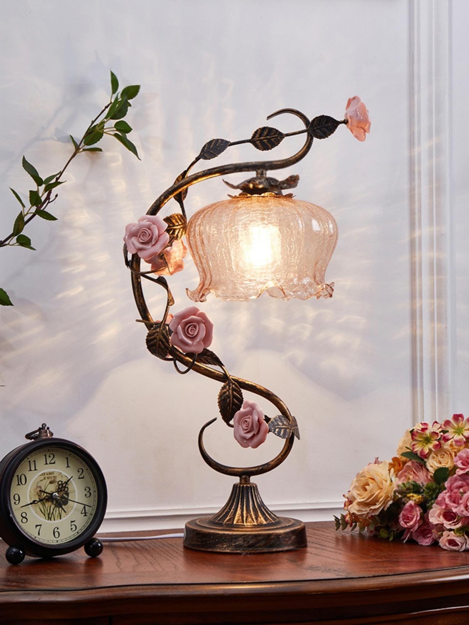 アンティークフラワーランプ Vintage flower lamp - Etsy 日本