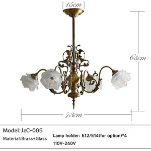 Vintage Inspired Floral Bronze Chandelier: Frosted Rose Glass Shade, Elegant Lighting image 5