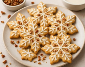 Maple Pecan Snowflake Cookies Recipe | Holiday Baking (Digital Download)