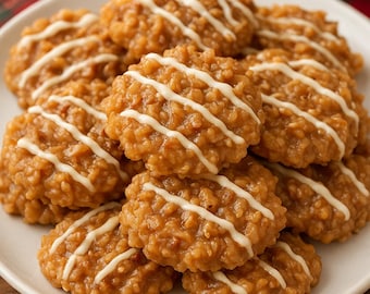 No-Bake Coconut Pecan Praline Cookies Recipe PDF, Christmas Desserts Printable, Holiday Baking eBook