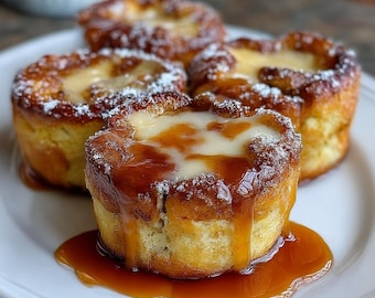 Bread Pudding Recipe with Caramel Sauce (Instant Download)