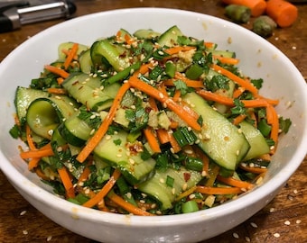 Receta digital de ensalada en PDF, descarga instantánea. Ensalada asiática saludable.