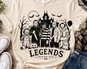 Horror Halloween PNG, Spooky Movie Characters, Legends Never Die (Instant Download)