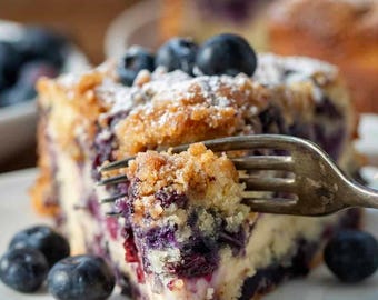 Blueberry Cream Cheese Coffee Cake Recipe – Easy Baking (Digital Download)