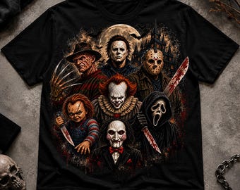 Scary Horror Movie Slasher PNG, Halloween T-Shirt Design (Digital Download)