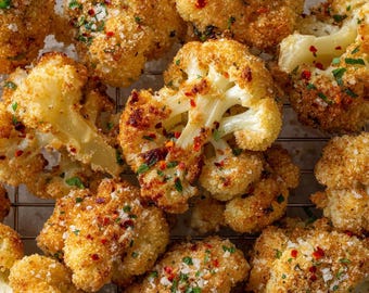 Ricetta del cavolfiore arrosto croccante / Bocconcini al forno (Download immediato)